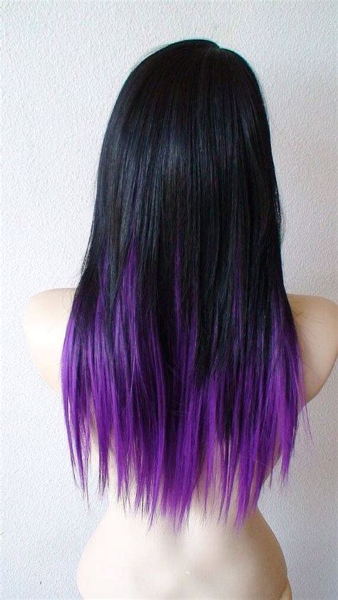 black hair and purple tips